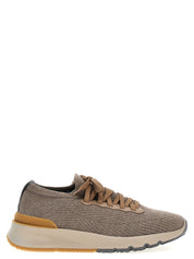Brunello Cucinelli Gray Wool Low Top Sneakers