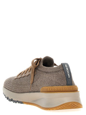 Brunello Cucinelli Gray Wool Low Top Sneakers