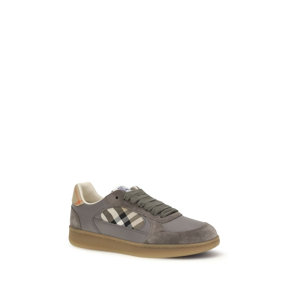 Burberry Gray Calf Leather Low Top Sneakers