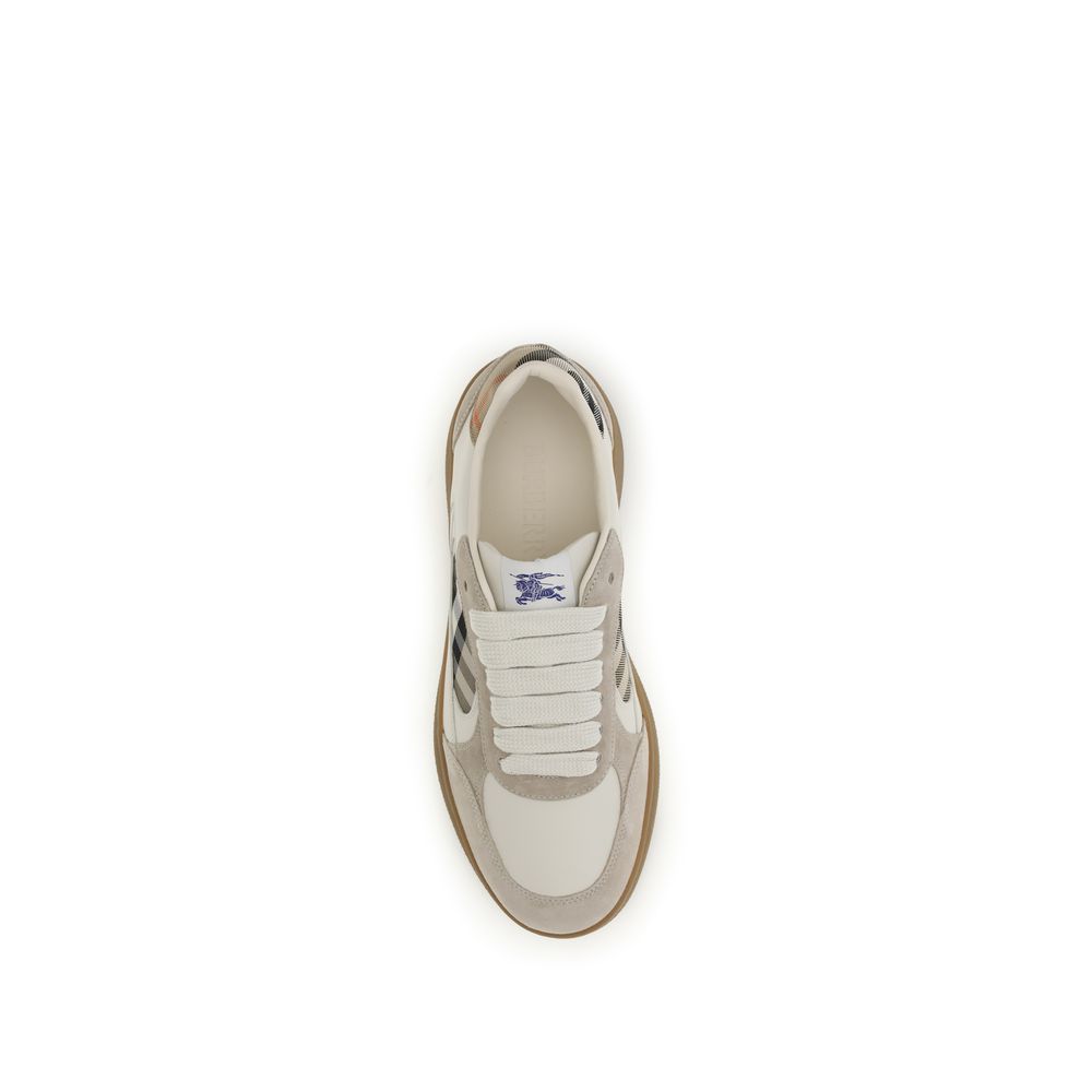 Burberry Beige Calf Leather Low Top Sneakers