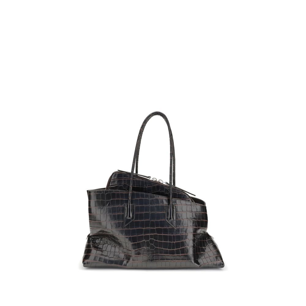 The Attico Black Calf Leather Medium Shoulder Bag