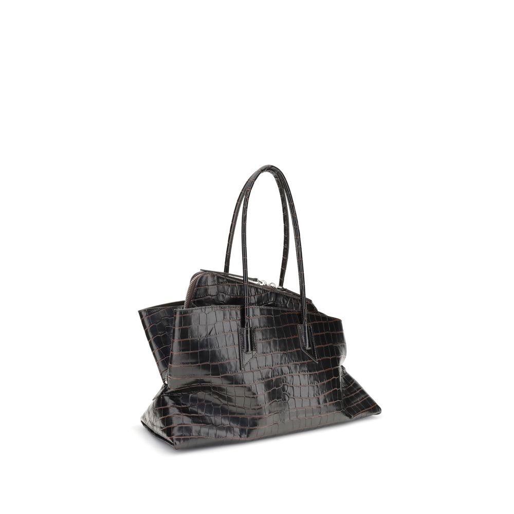 The Attico Black Calf Leather Medium Shoulder Bag