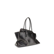 The Attico Black Calf Leather Medium Shoulder Bag