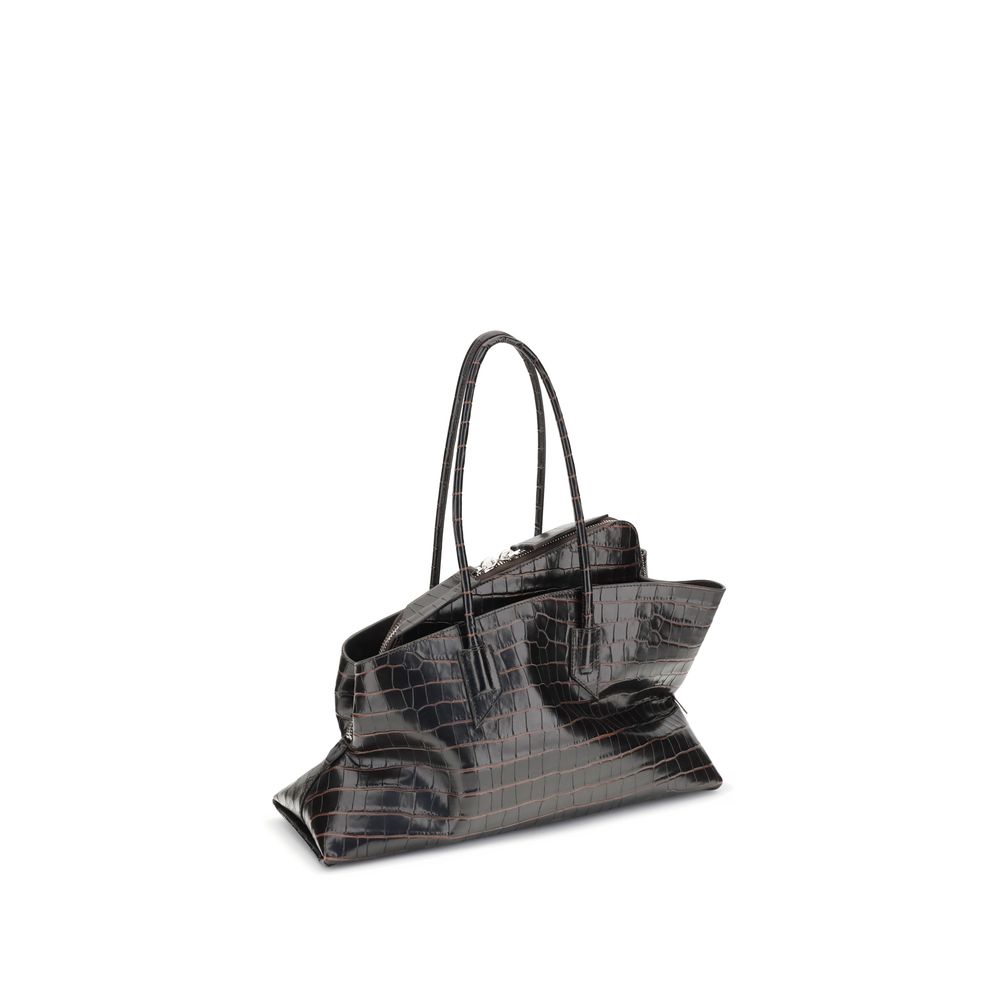 The Attico Black Calf Leather Medium Shoulder Bag