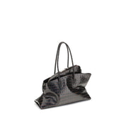 The Attico Black Calf Leather Medium Shoulder Bag