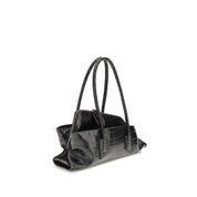 The Attico Black Calf Leather Shoulder Bag