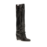 The Attico Black Calf Leather Knee-High Boots