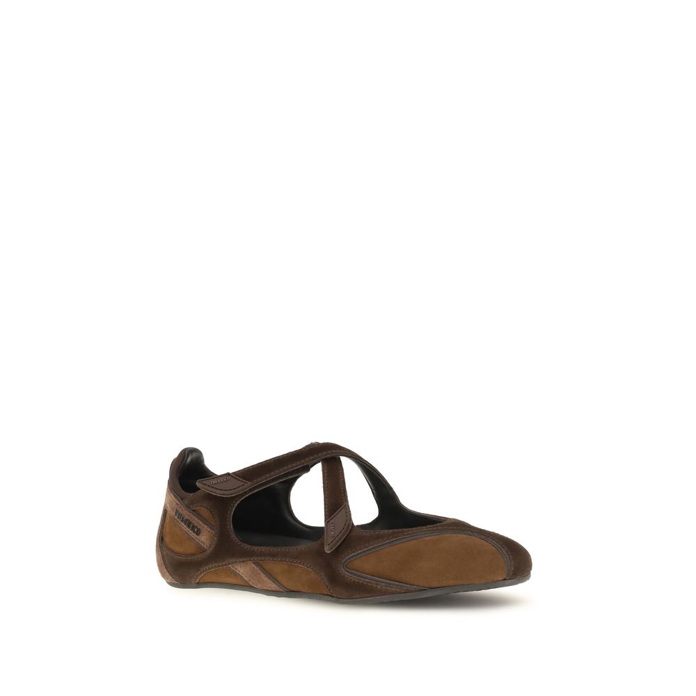 The Attico Brown Calf Leather Ballet Flats
