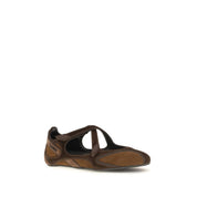 The Attico Brown Calf Leather Ballet Flats