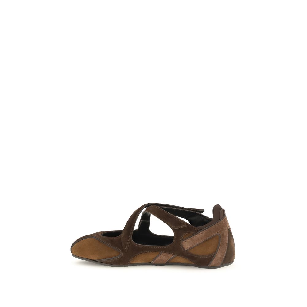 The Attico Brown Calf Leather Ballet Flats