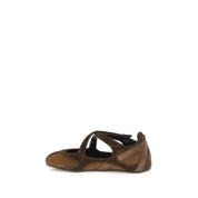 The Attico Brown Calf Leather Ballet Flats