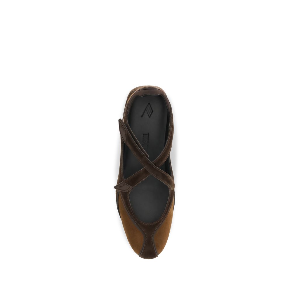 The Attico Brown Calf Leather Ballet Flats