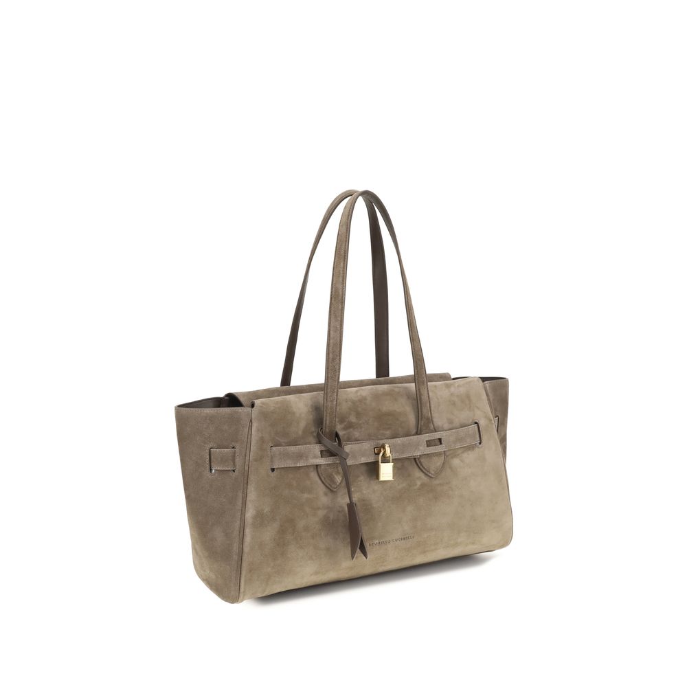Brunello Cucinelli Brown Calf Leather Shoulder Bag