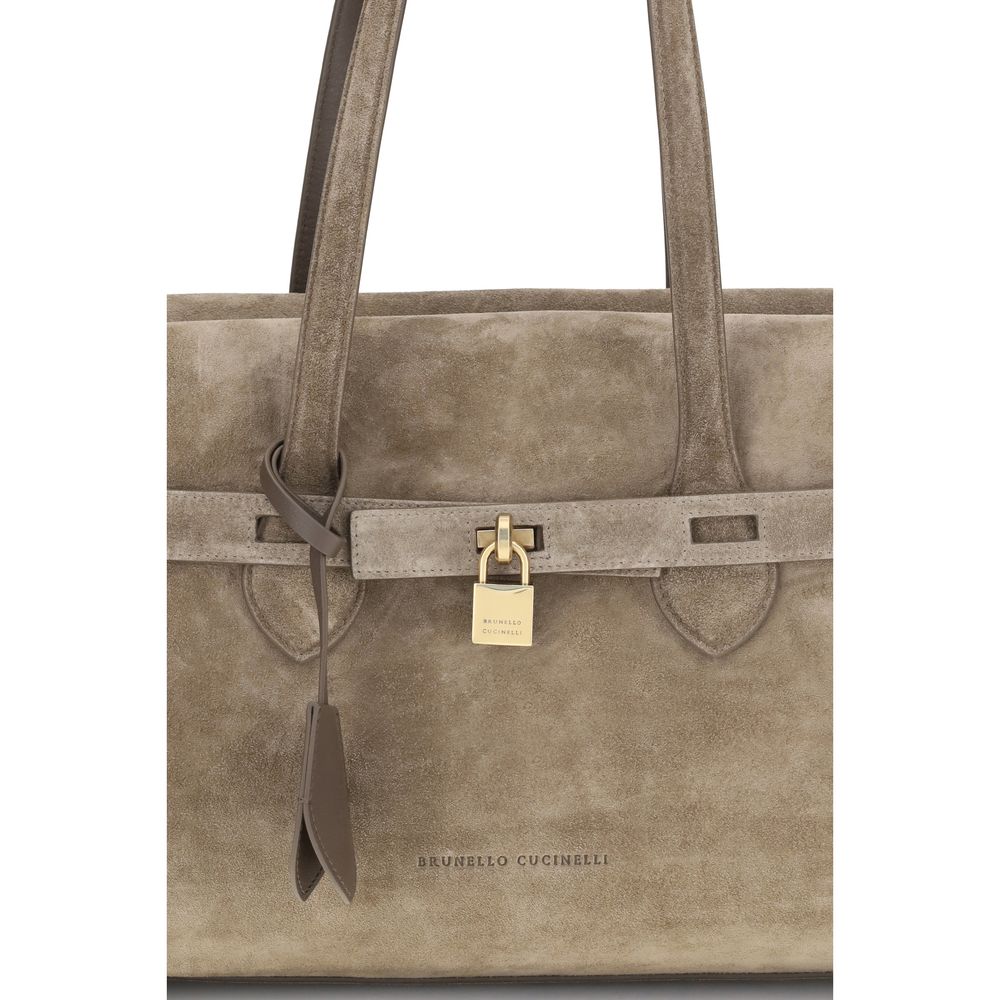 Brunello Cucinelli Brown Calf Leather Shoulder Bag