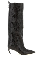 The Attico Brown Leather Over The Knee Boots