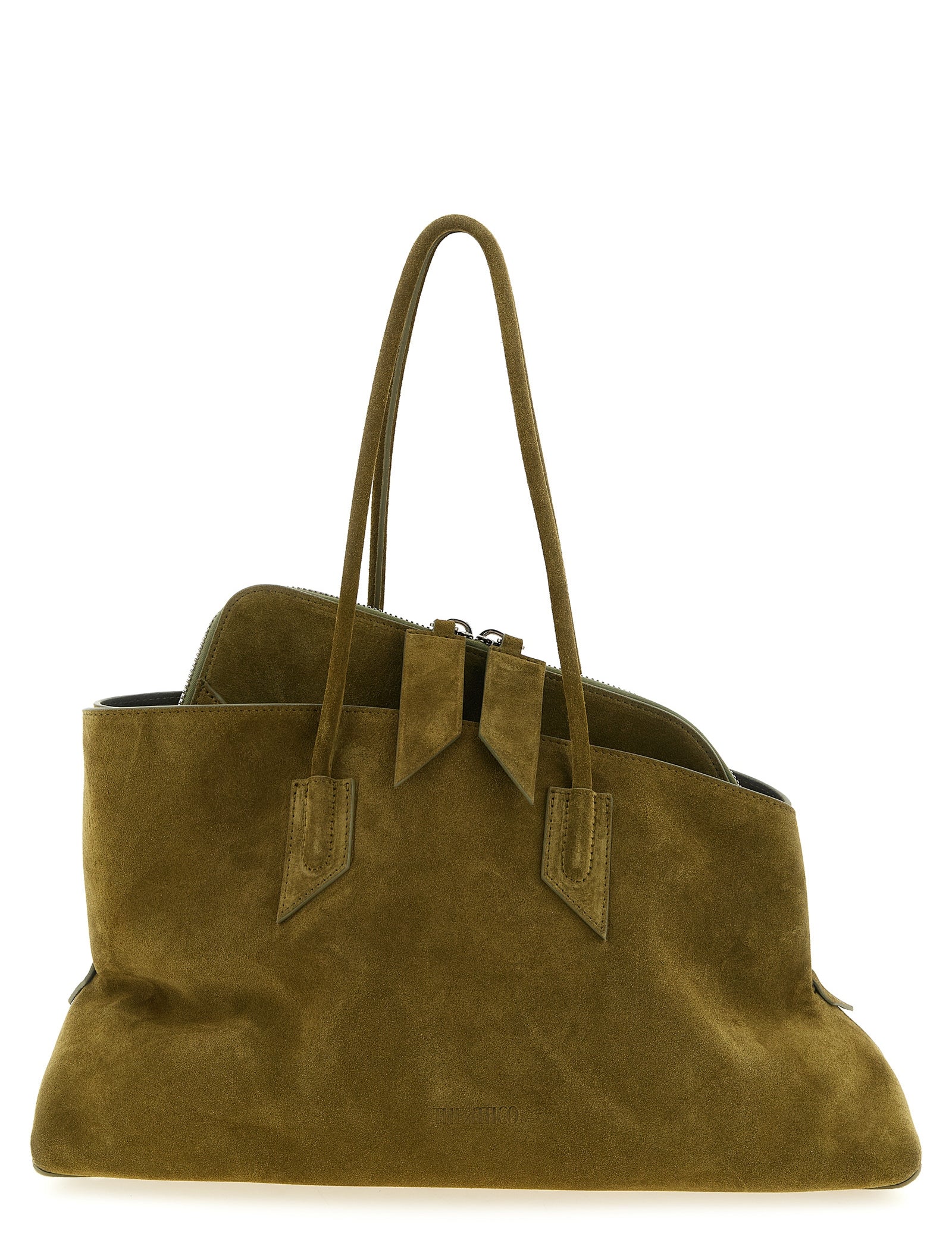 The Attico Olive Green Suede Shoulder Bag