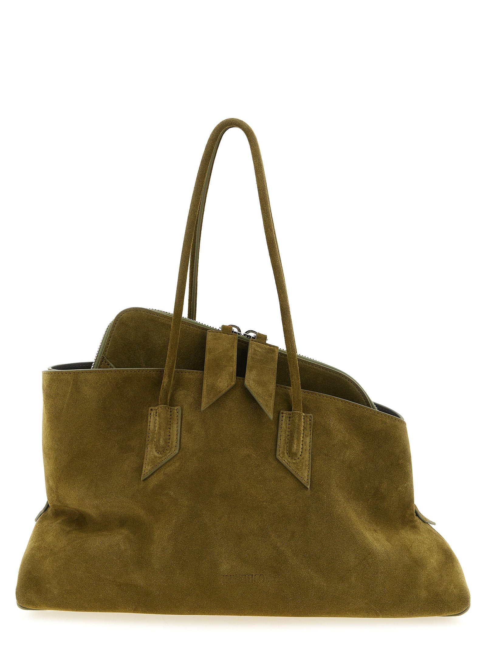 The Attico Olive Green Suede Shoulder Bag
