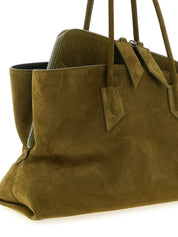 The Attico Olive Green Suede Shoulder Bag