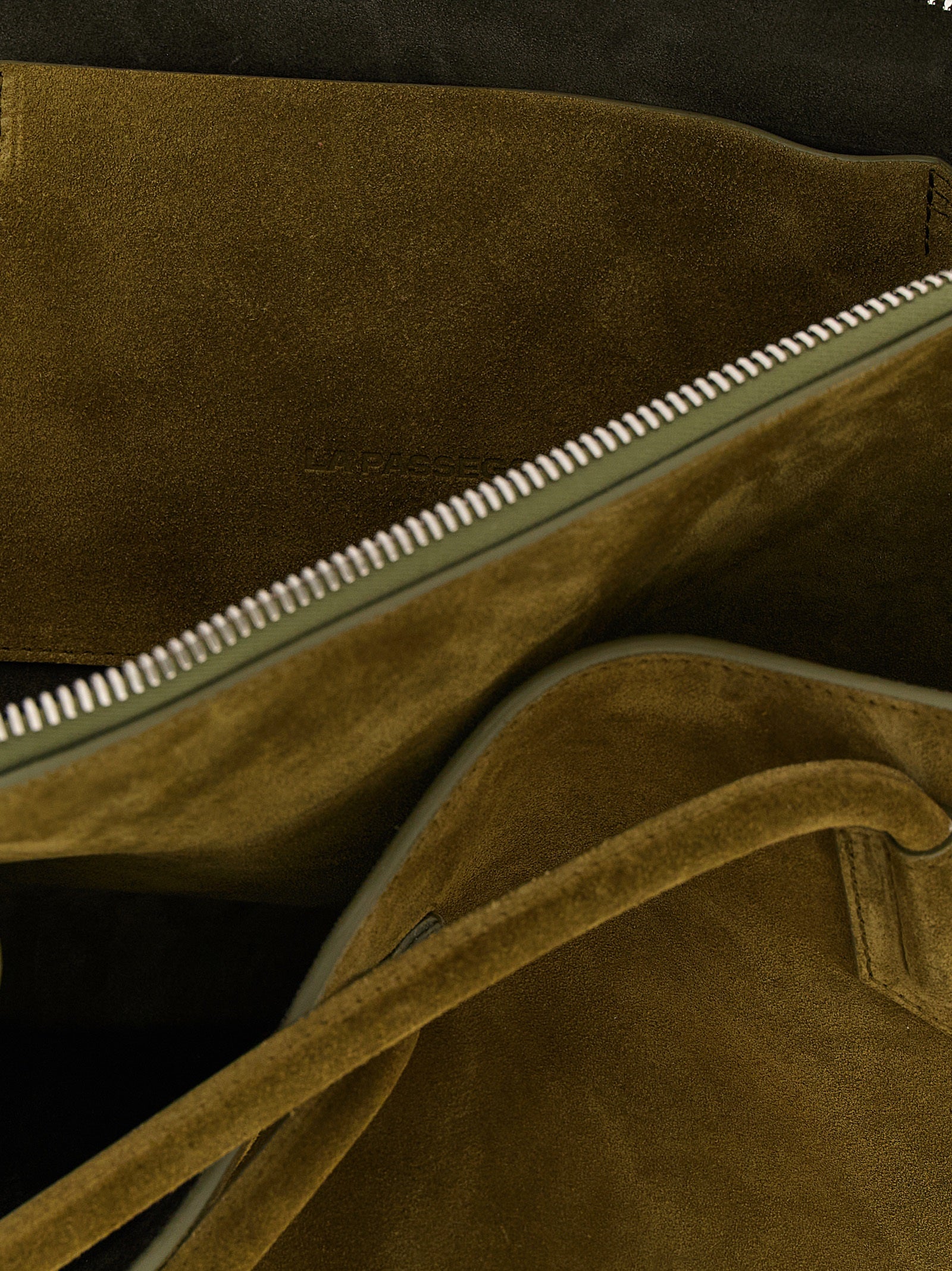 The Attico Olive Green Suede Shoulder Bag