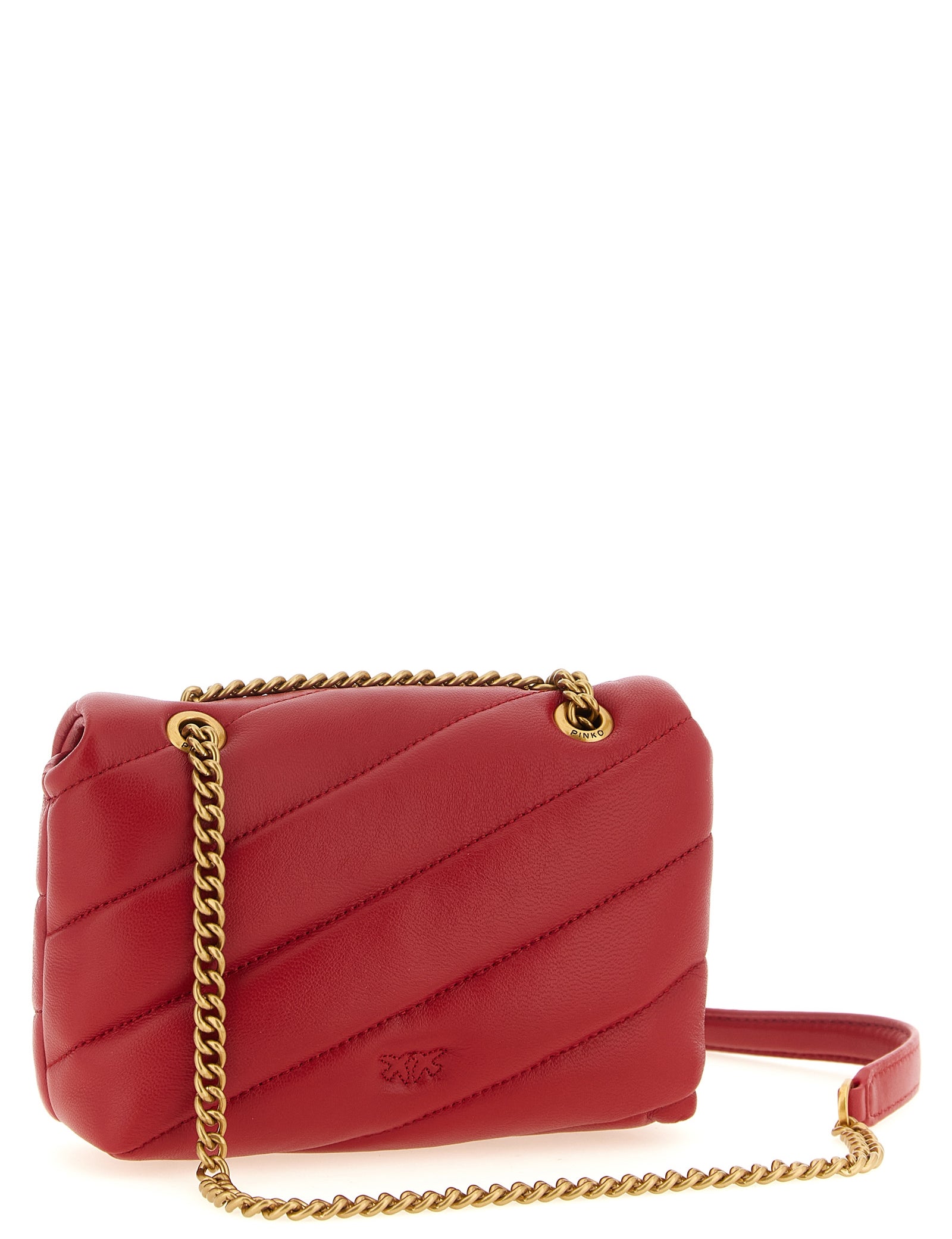 PINKO Red Lamb Leather Crossbody Bag