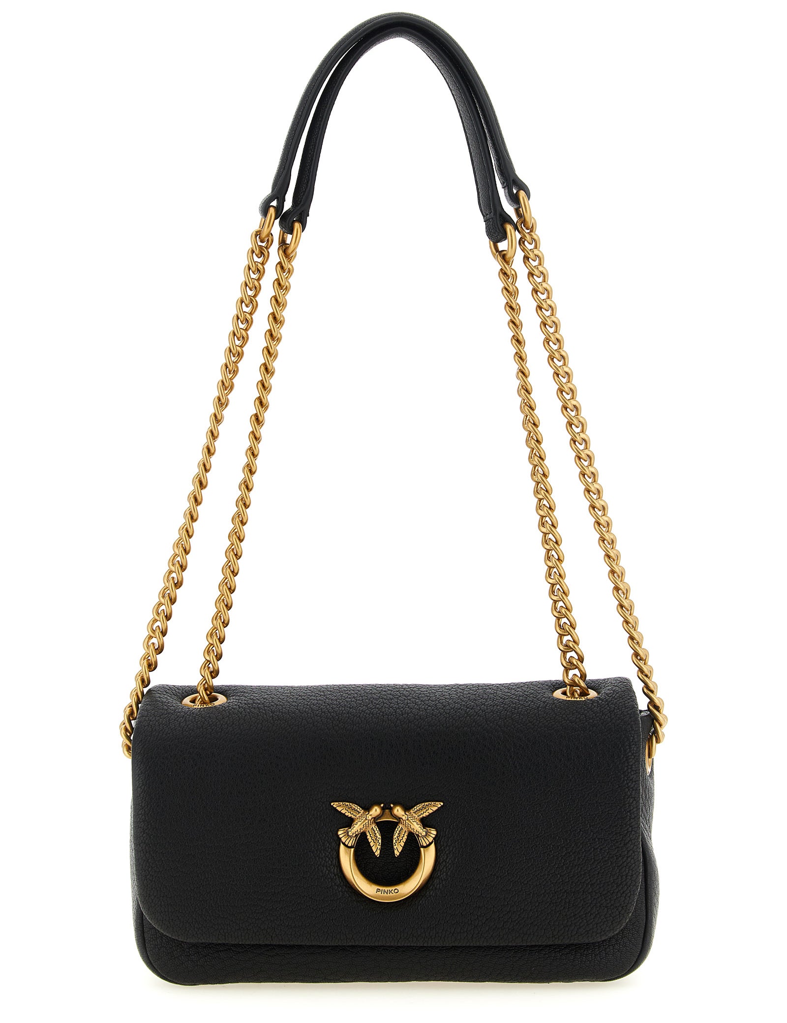 PINKO Black Lamb Leather Shoulder Bag