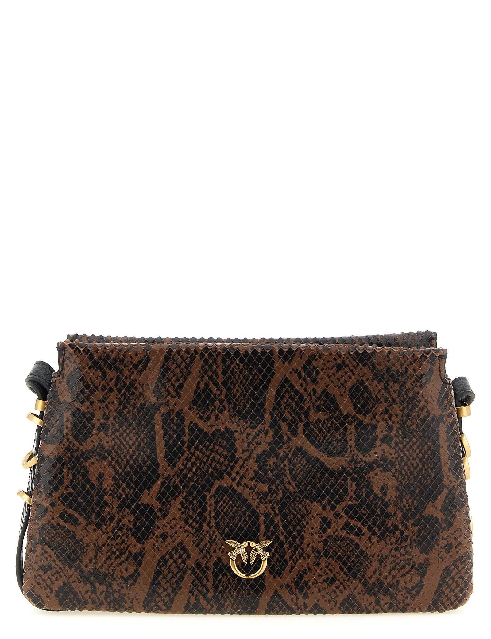 PINKO Brown Calfskin Crossbody Bag