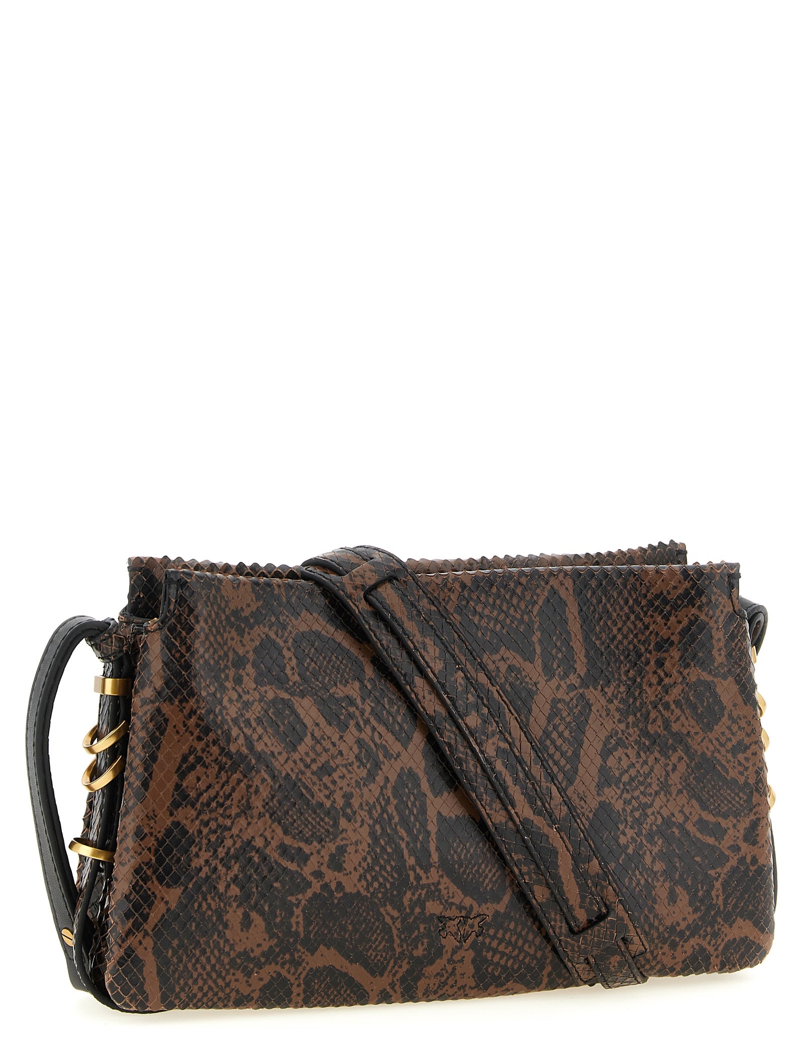 PINKO Brown Calfskin Crossbody Bag
