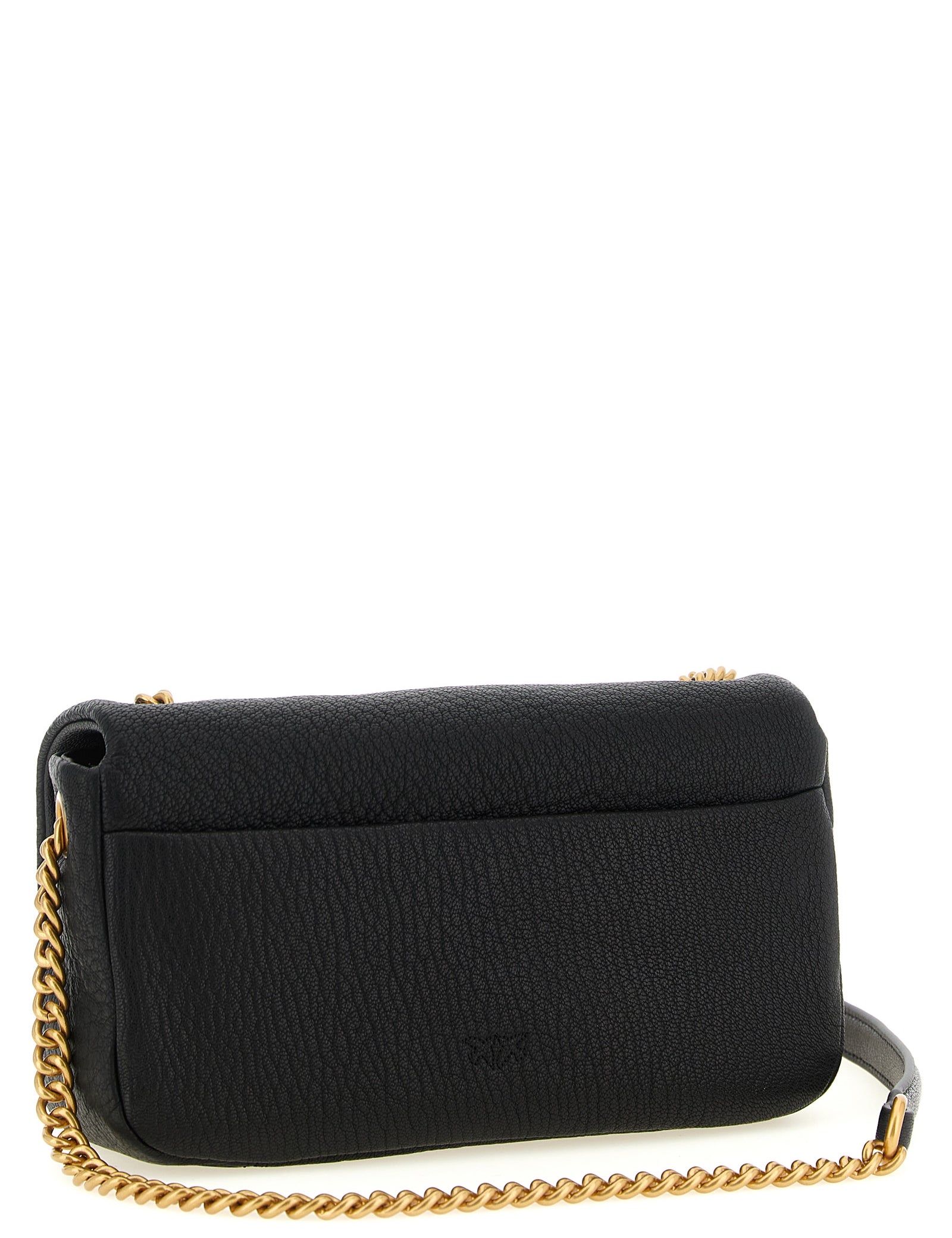 PINKO Black Lamb Leather Shoulder Bag