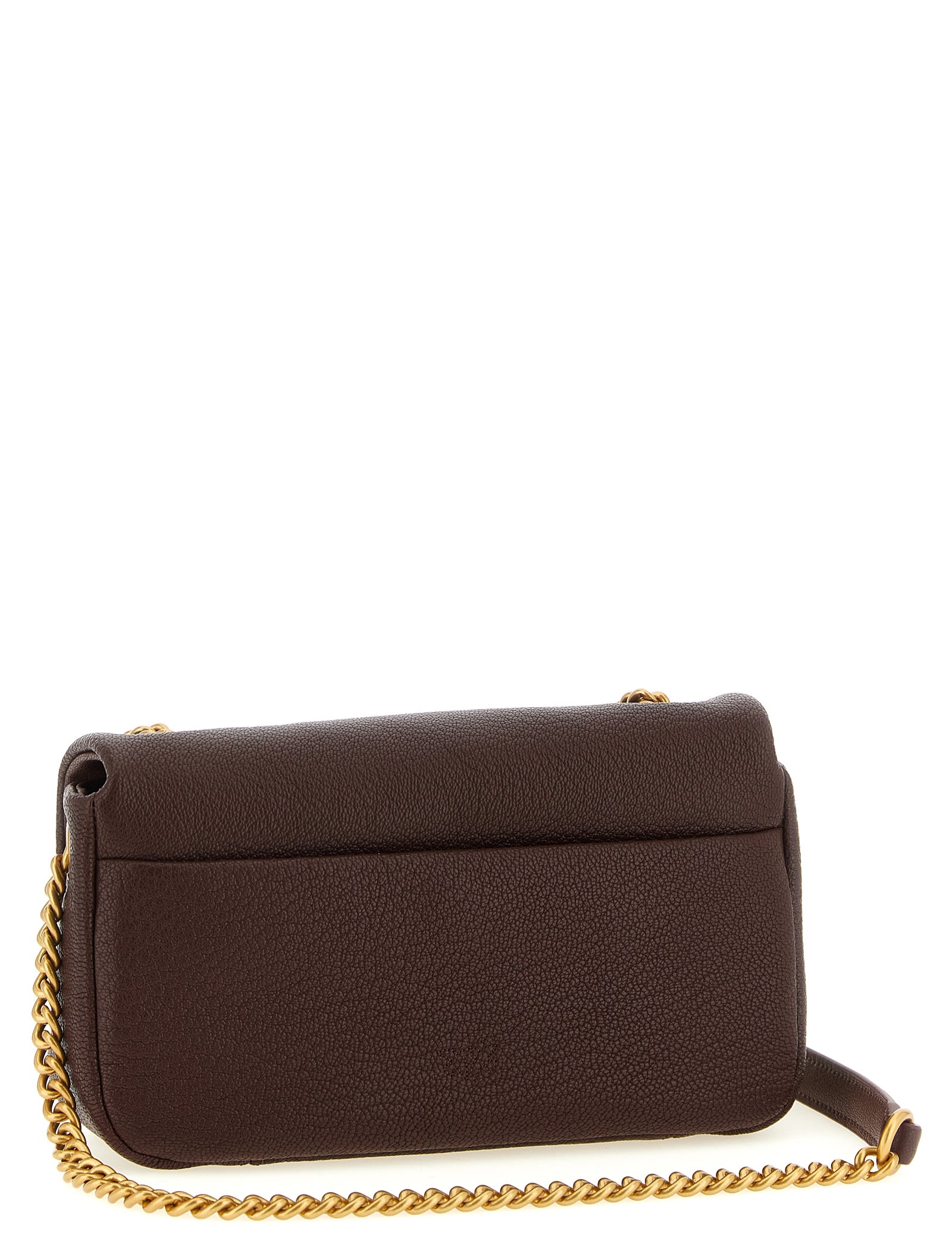 PINKO Dark Brown Lamb Leather Shoulder Bag