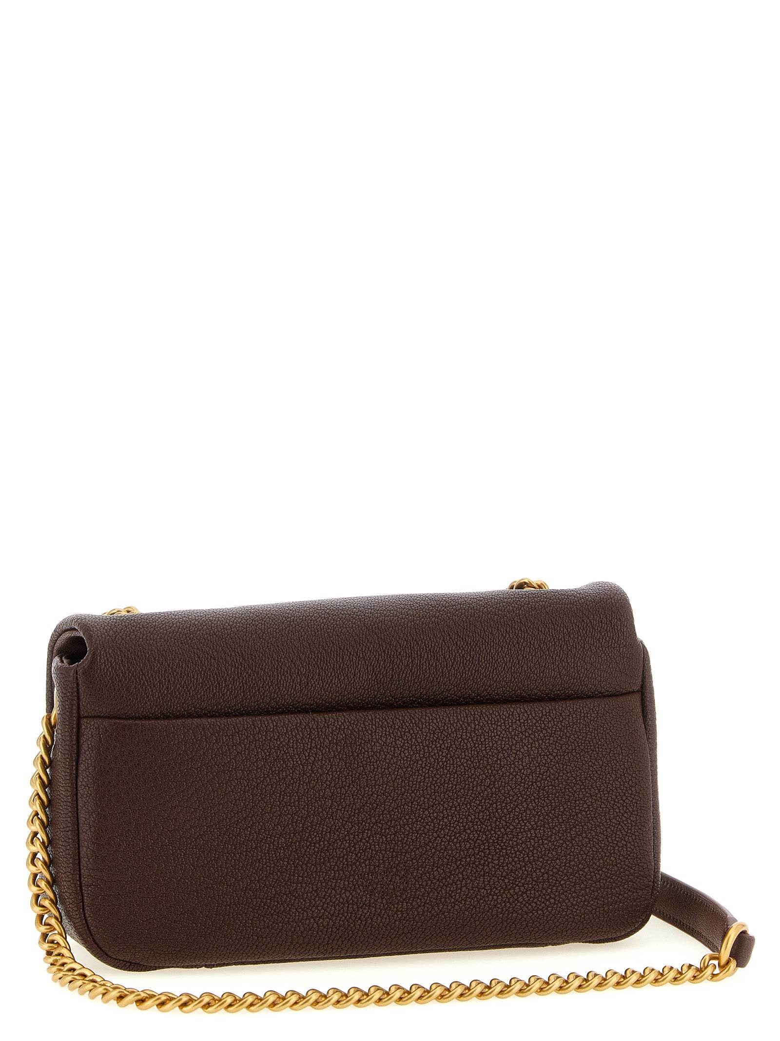 PINKO Dark Brown Lamb Leather Shoulder Bag