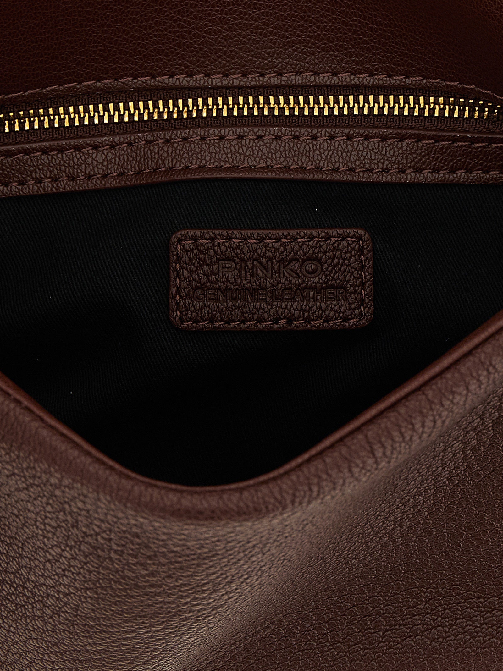 PINKO Dark Brown Lamb Leather Shoulder Bag