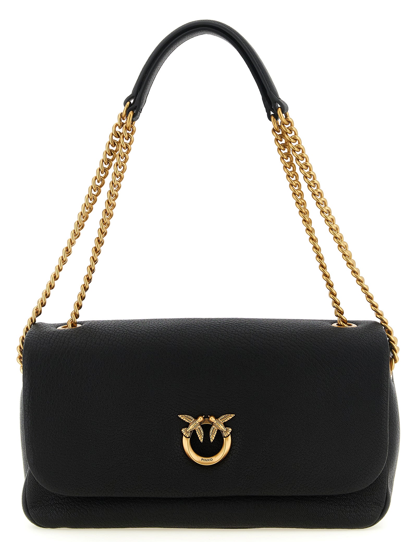 PINKO Black Lamb Leather Shoulder Bag