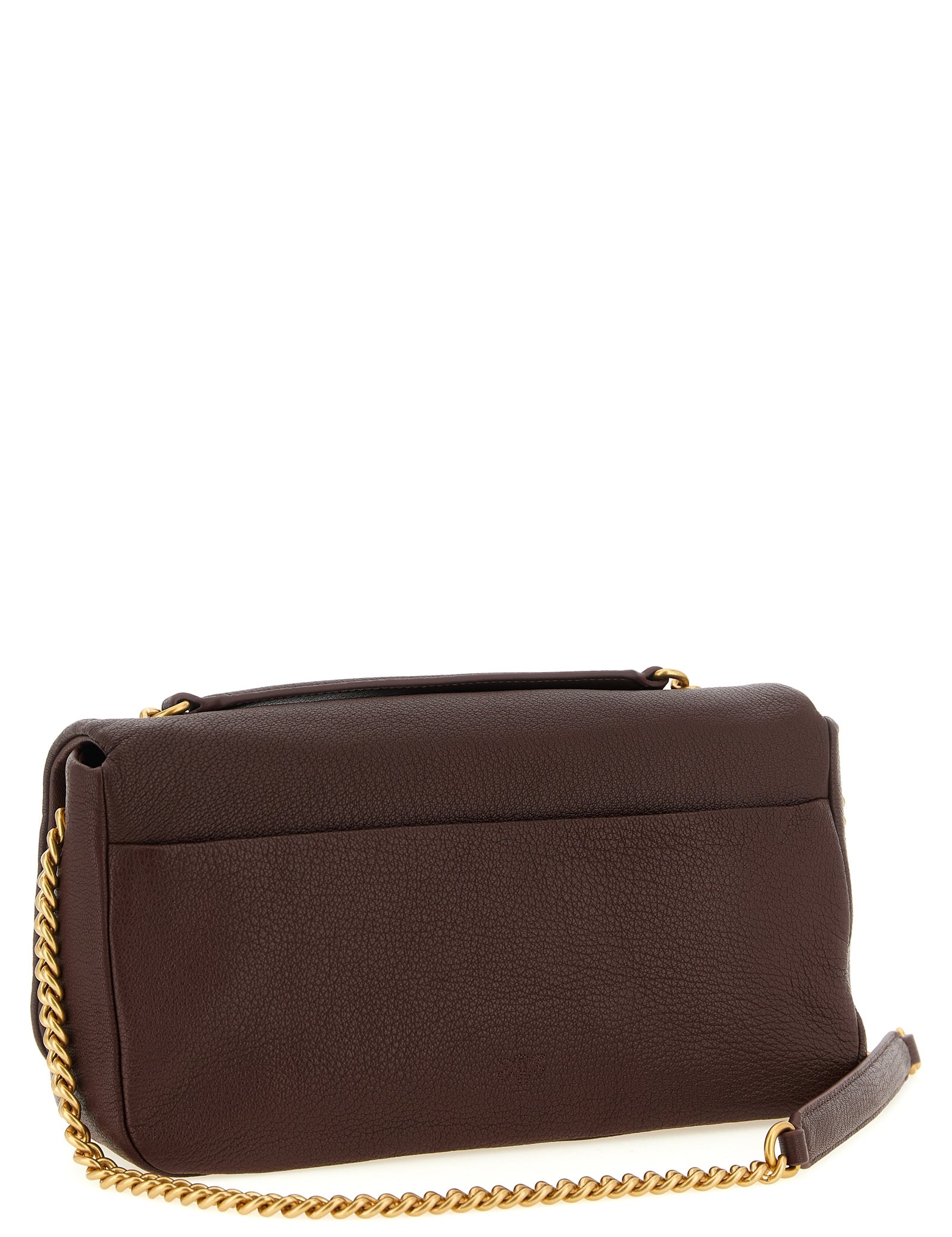 PINKO Dark Brown Lamb Leather Shoulder Bag