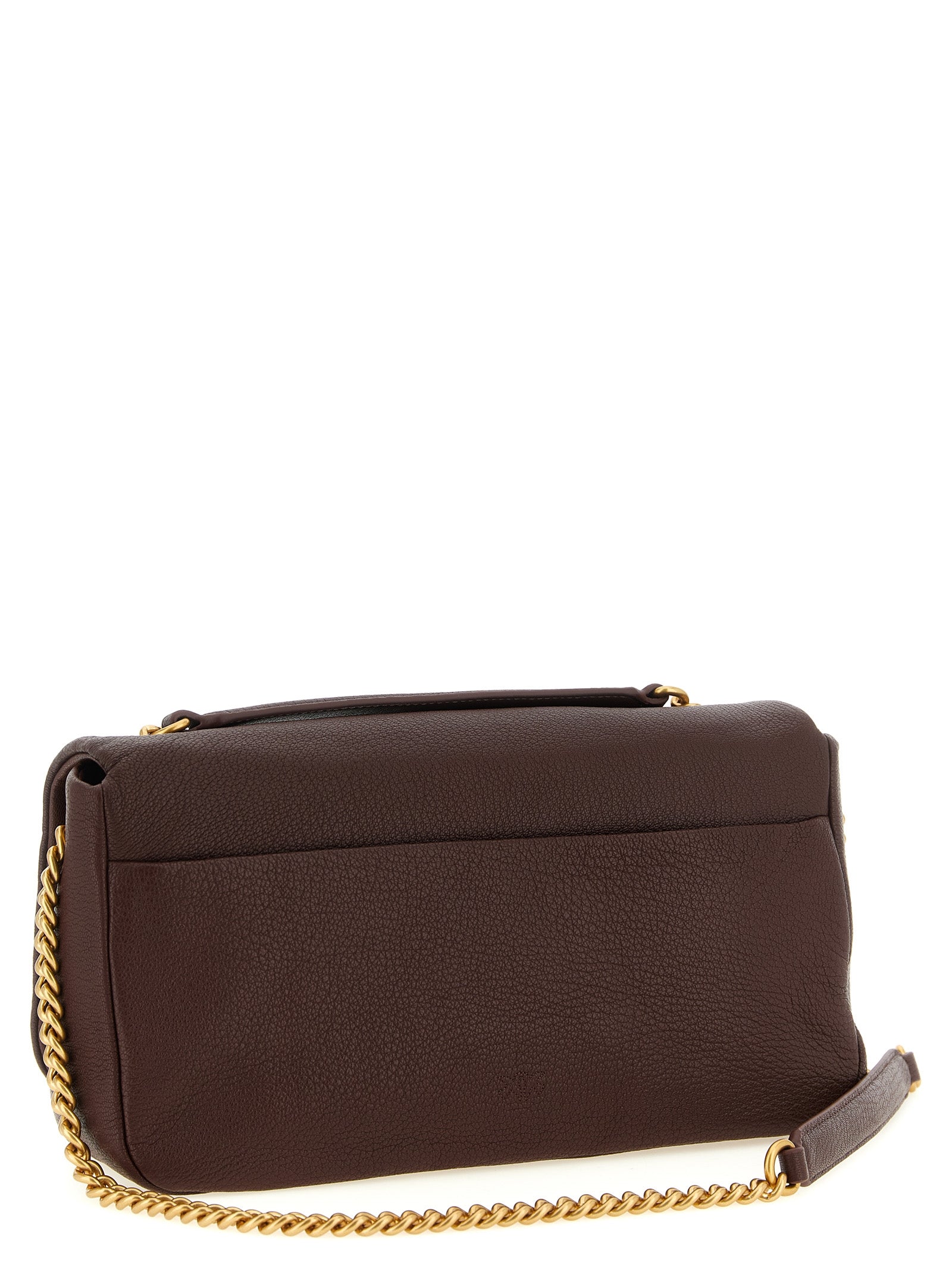 PINKO Dark Brown Lamb Leather Shoulder Bag