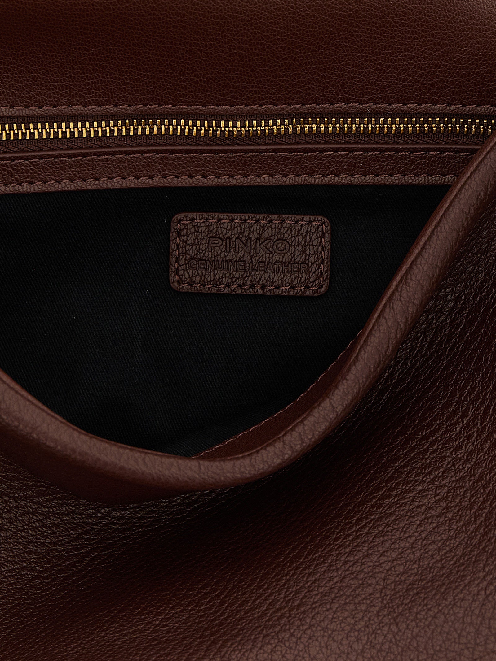 PINKO Dark Brown Lamb Leather Shoulder Bag