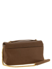 PINKO Cognac Brown Lambskin Leather Shoulder Bag