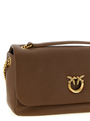 PINKO Cognac Brown Lambskin Leather Shoulder Bag