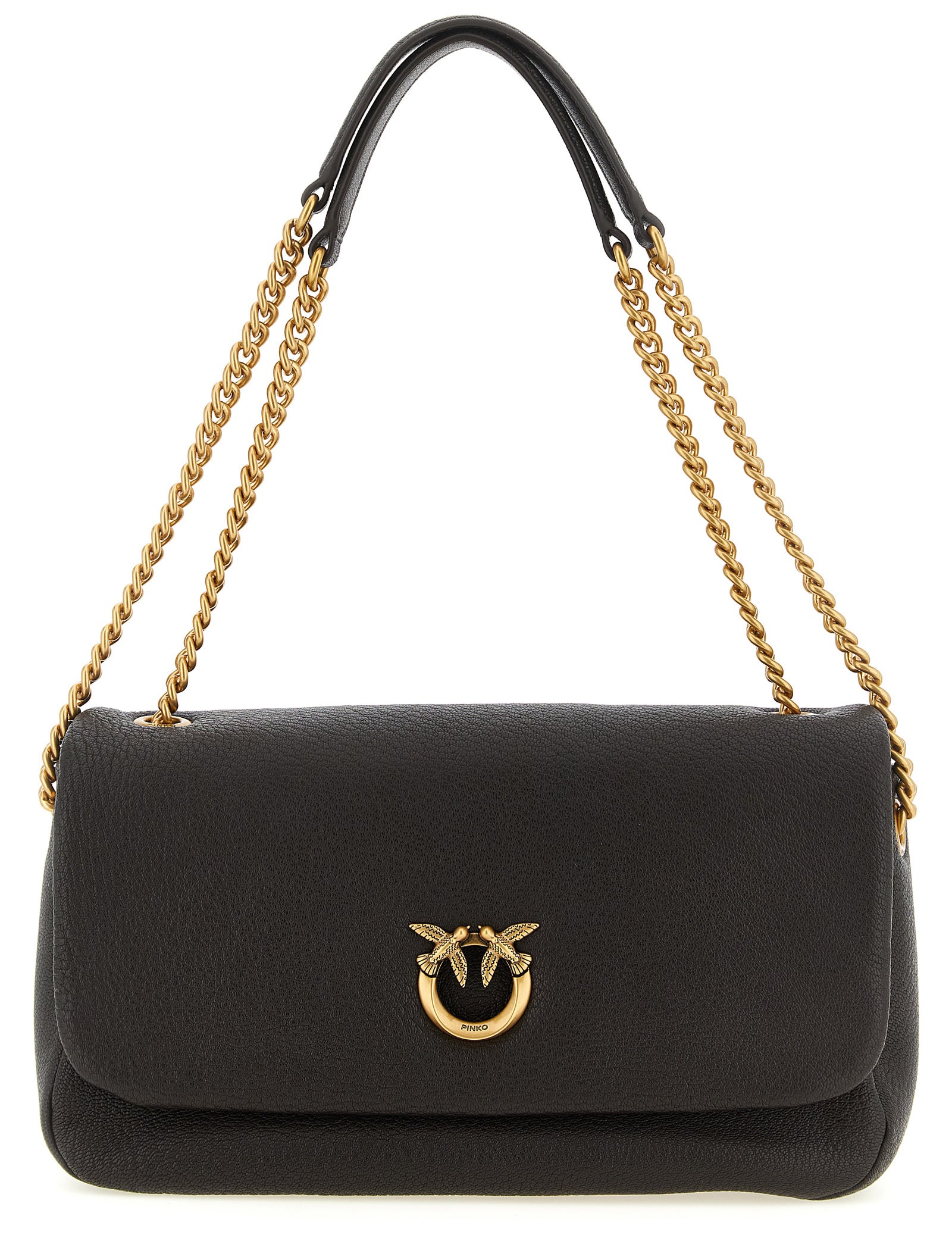 PINKO Brown Lamb Leather Shoulder Bag