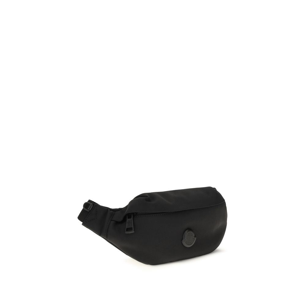 Moncler Black Nylon Fanny Pack with Textured Logo