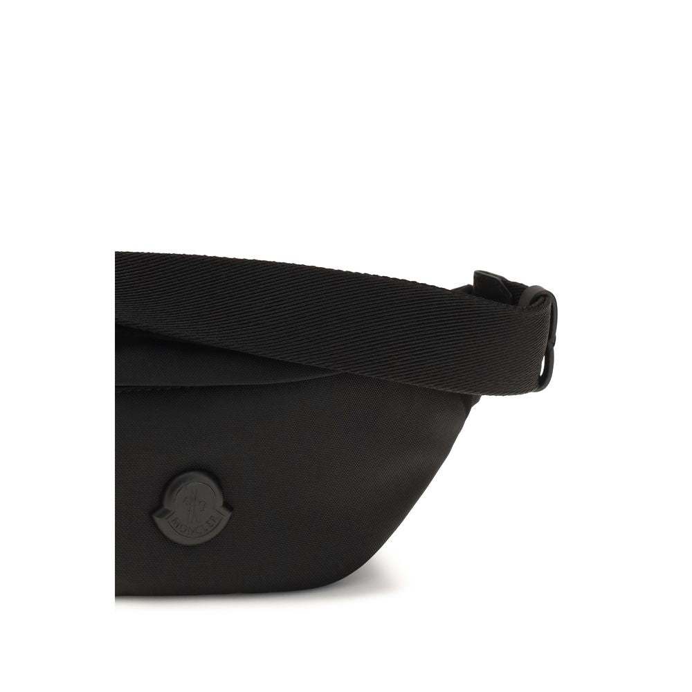 Moncler Black Nylon Fanny Pack with Textured Logo