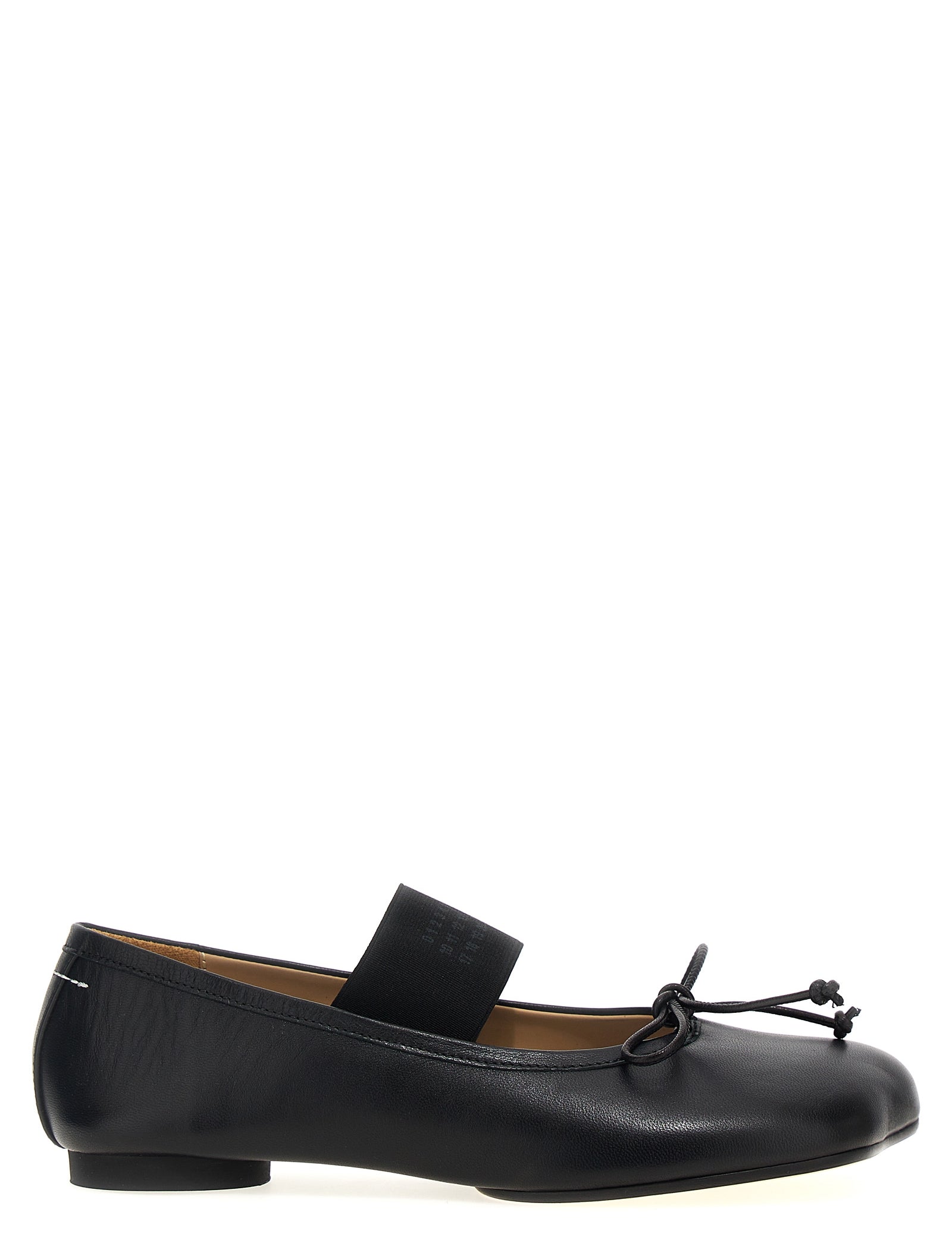 MM6 Maison Margiela Black Leather Ballet Flats