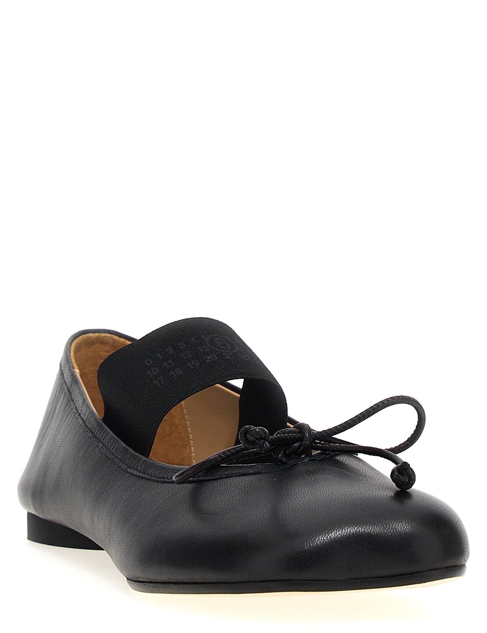 MM6 Maison Margiela Black Leather Ballet Flats