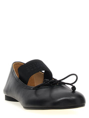 MM6 Maison Margiela Black Leather Ballet Flats