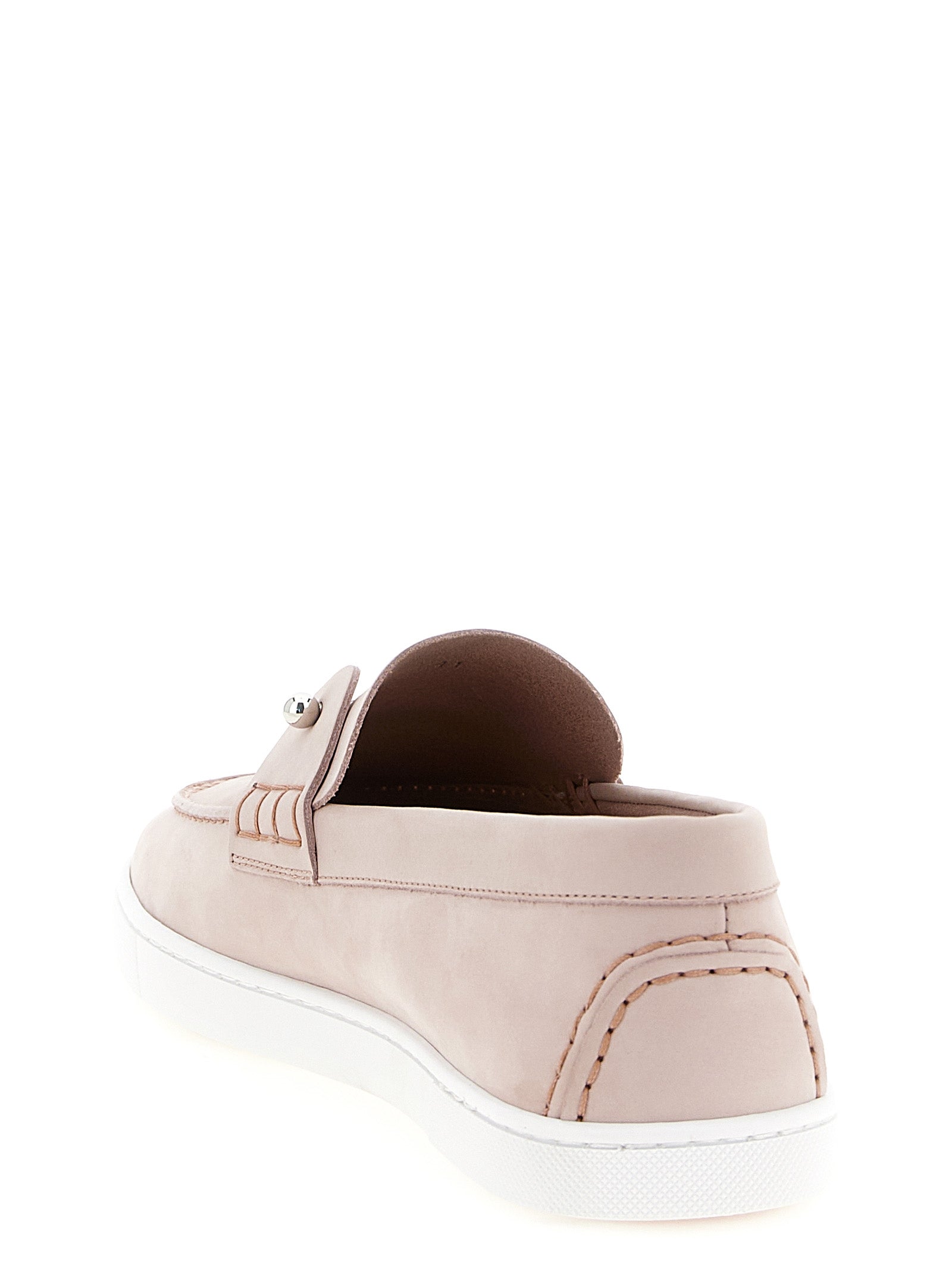 Christian Louboutin Pink Calfskin Slip-On Loafers
