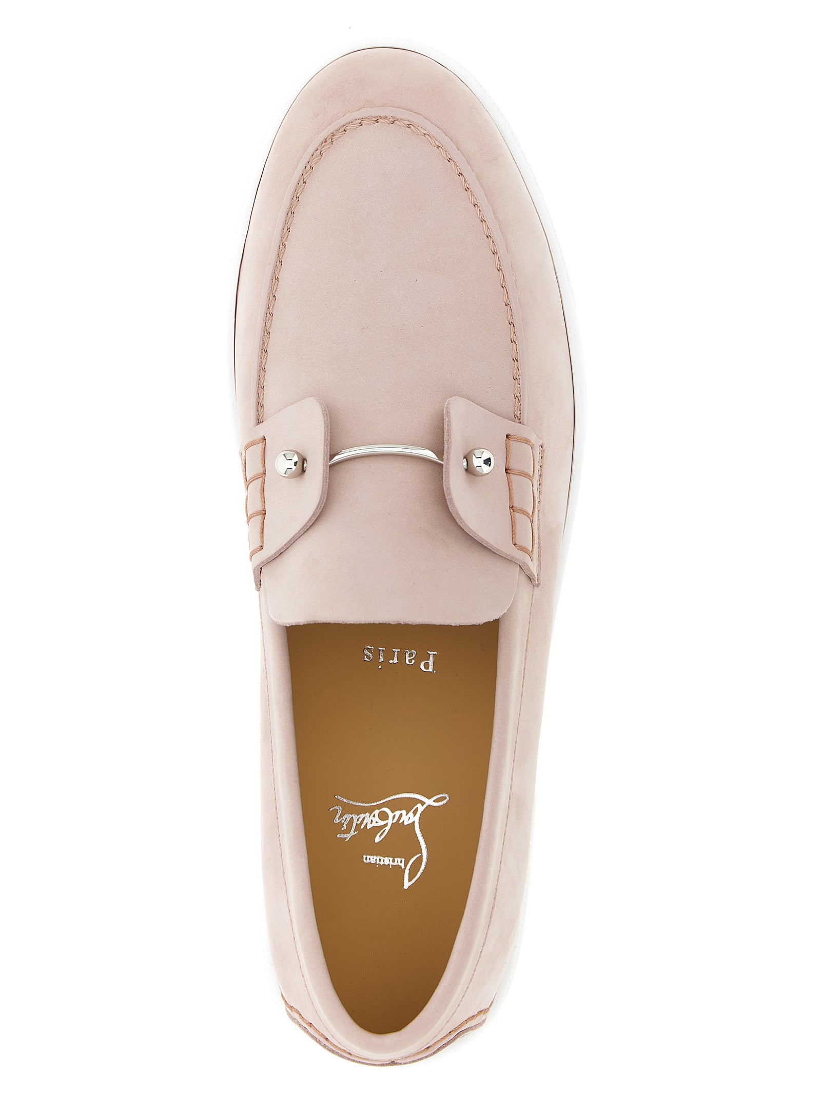 Christian Louboutin Pink Calfskin Slip-On Loafers