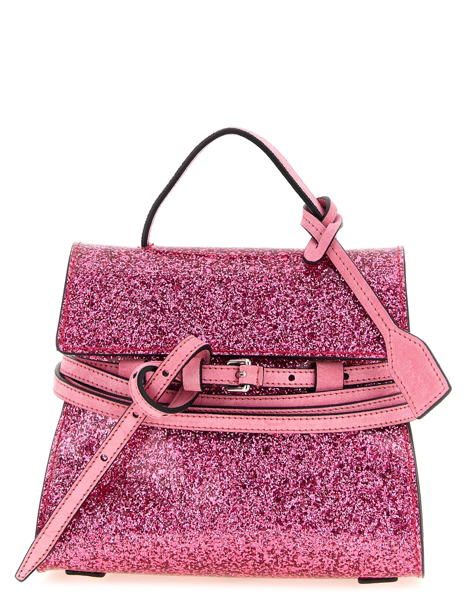 Moschino Pink Glitter Leather Small Handbag
