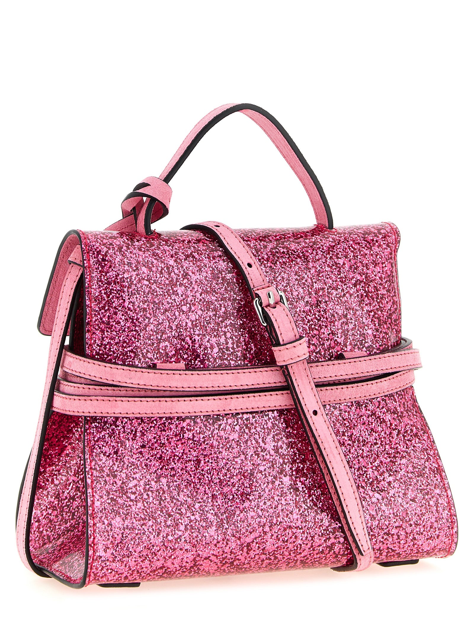 Moschino Pink Glitter Leather Small Handbag
