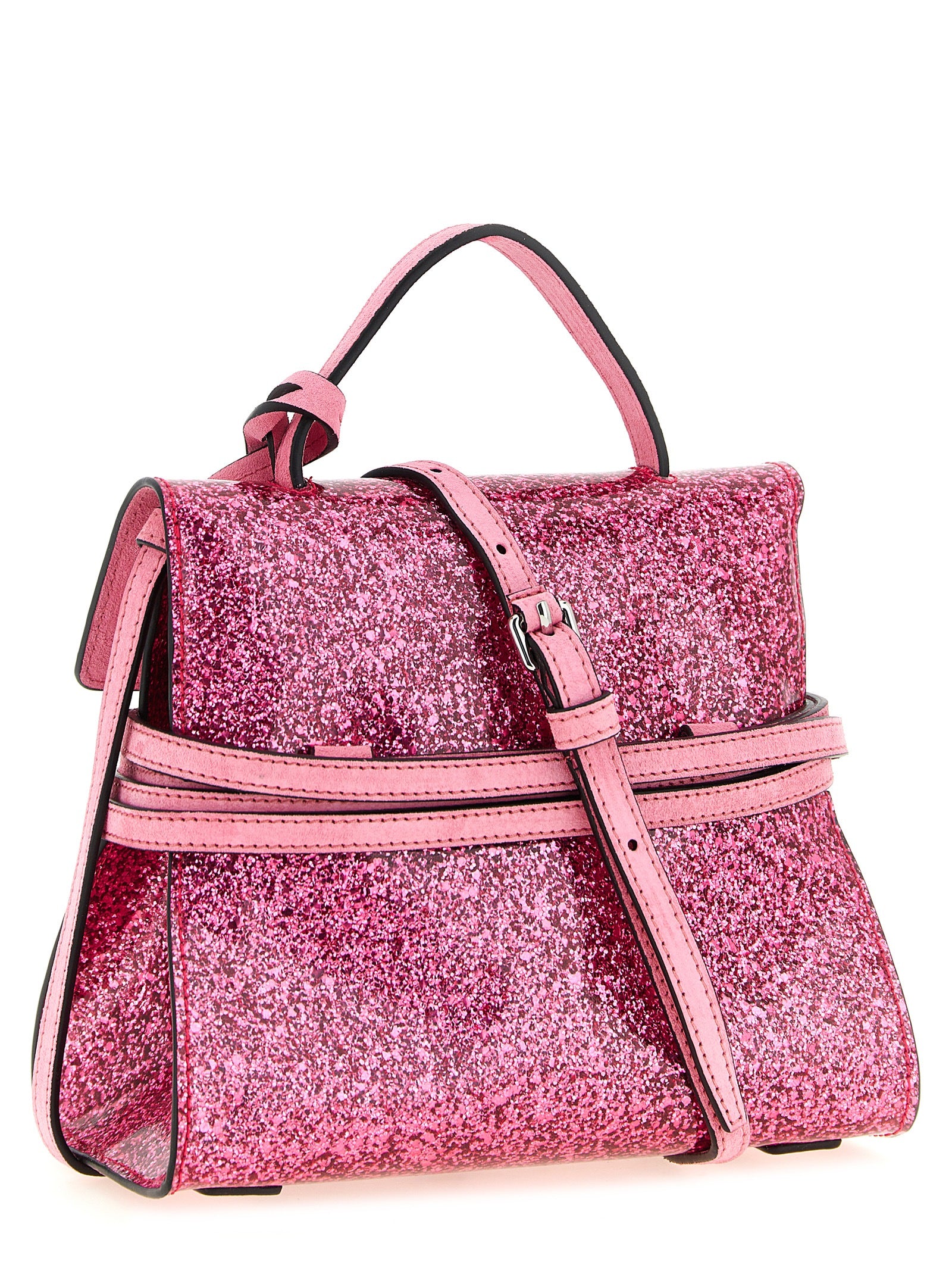 Moschino Pink Glitter Leather Small Handbag