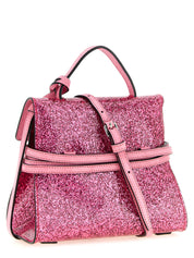 Moschino Pink Glitter Leather Small Handbag