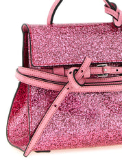 Moschino Pink Glitter Leather Small Handbag